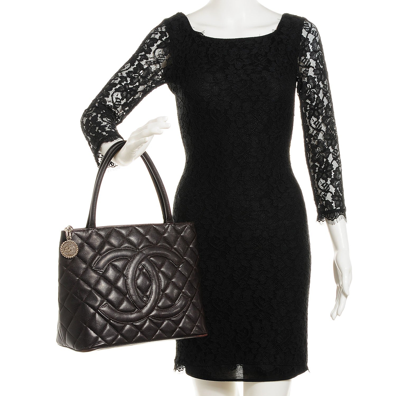 Chanel Caviar Medallion Tote Dark Brown 2 of 7