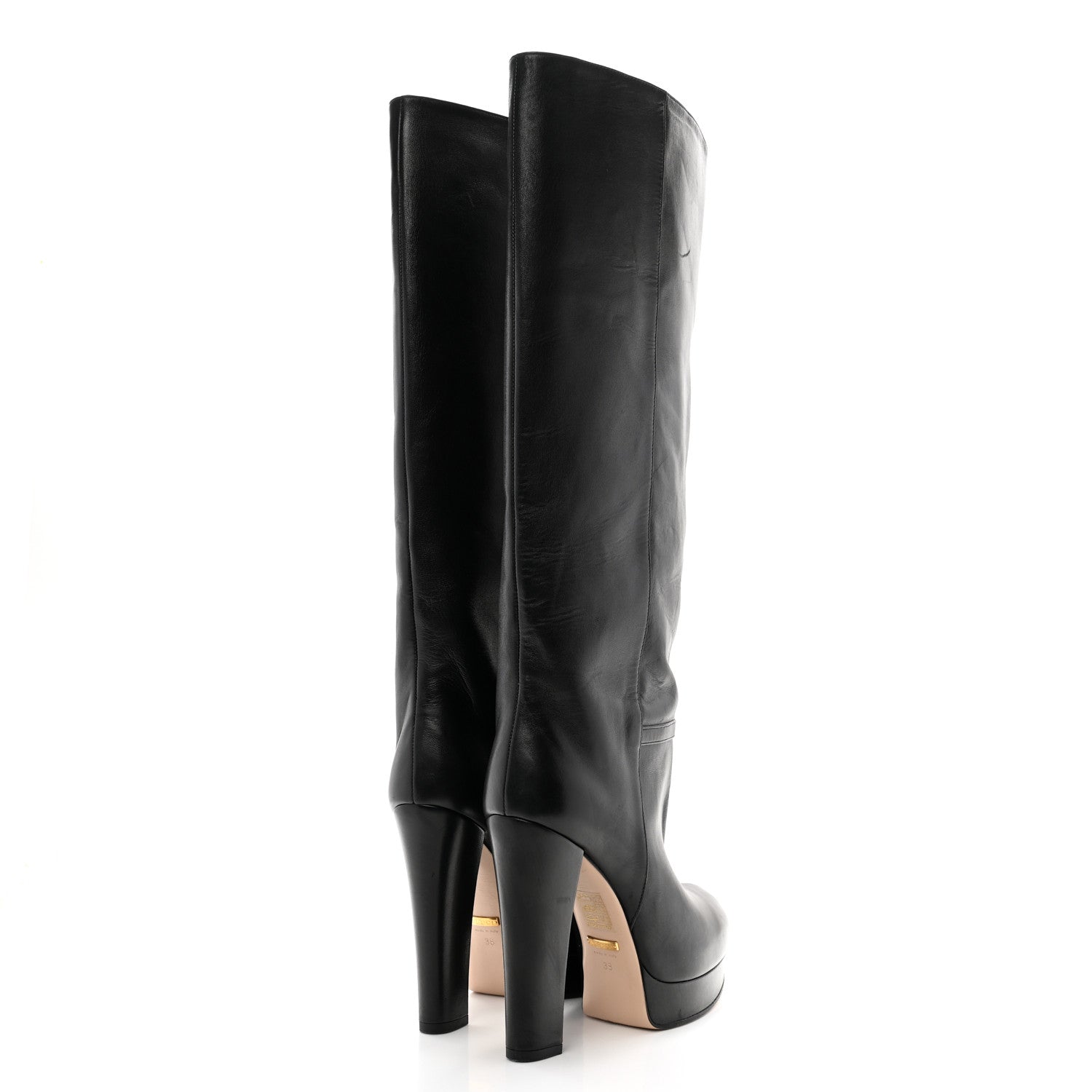 Gucci Calfskin Larius Knee High Boots Black 38 Black 4 of 11
