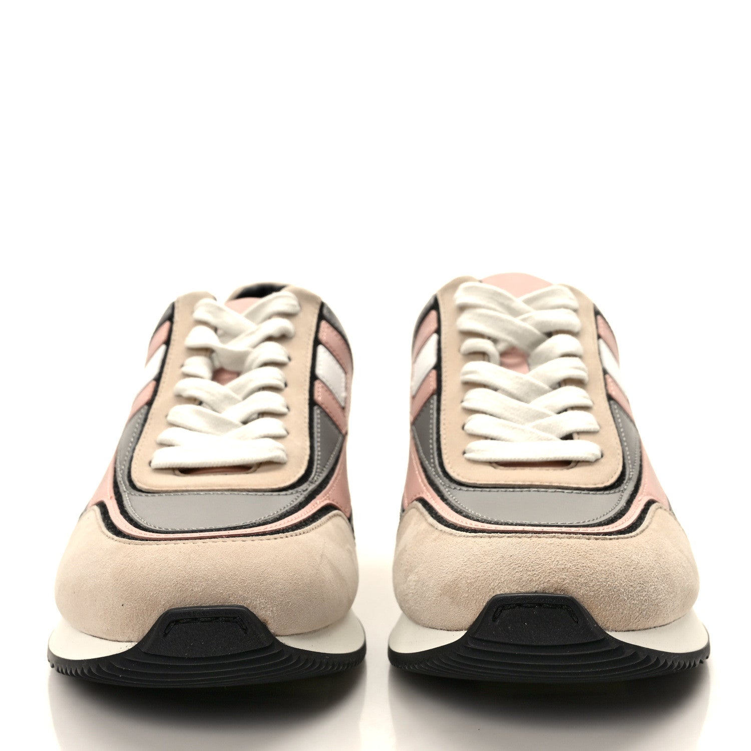 Hermes Calfskin Suede Goatskin Womens Chris Sneakers 38 Gris D'Hiver 2 of 9