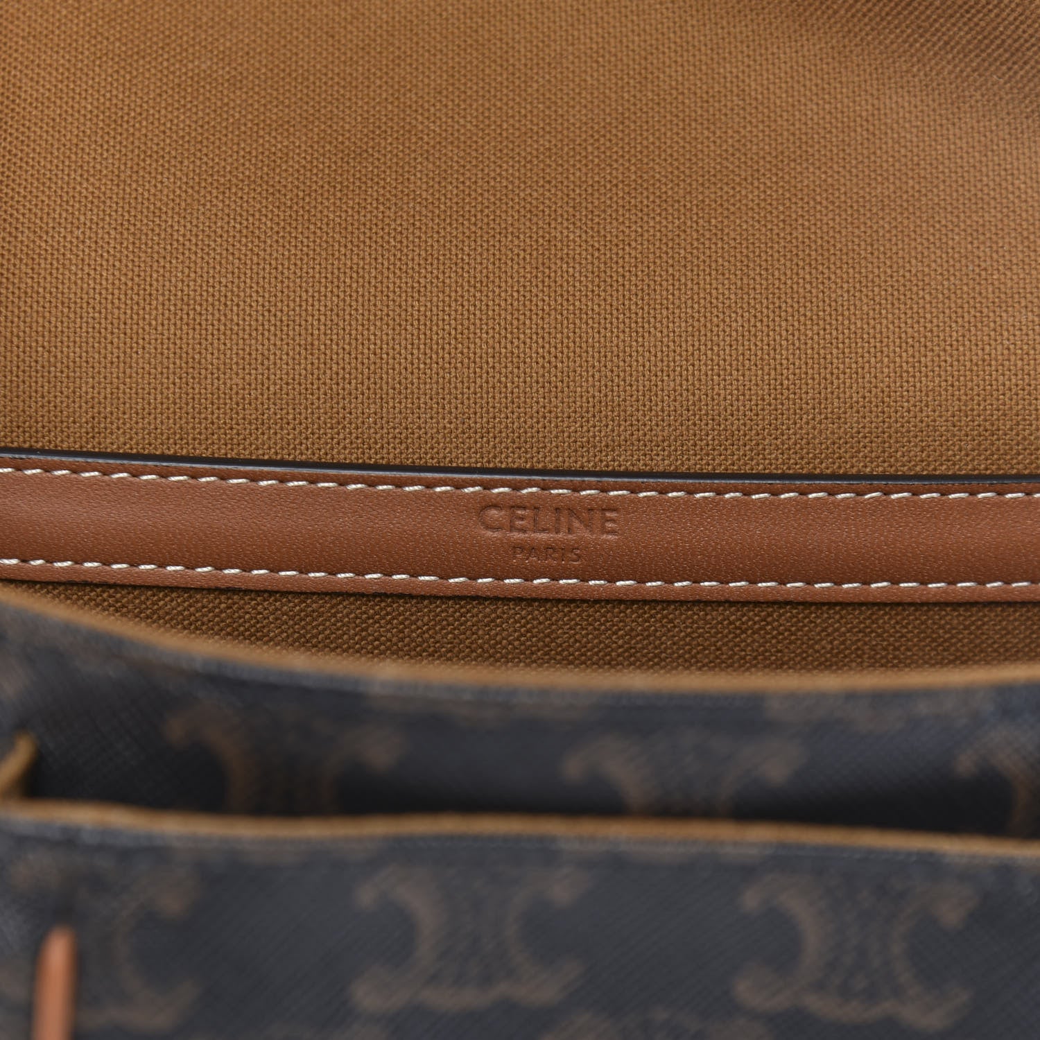 Celine Triomphe Canvas Medium Folco Bag Tan 8 of 9