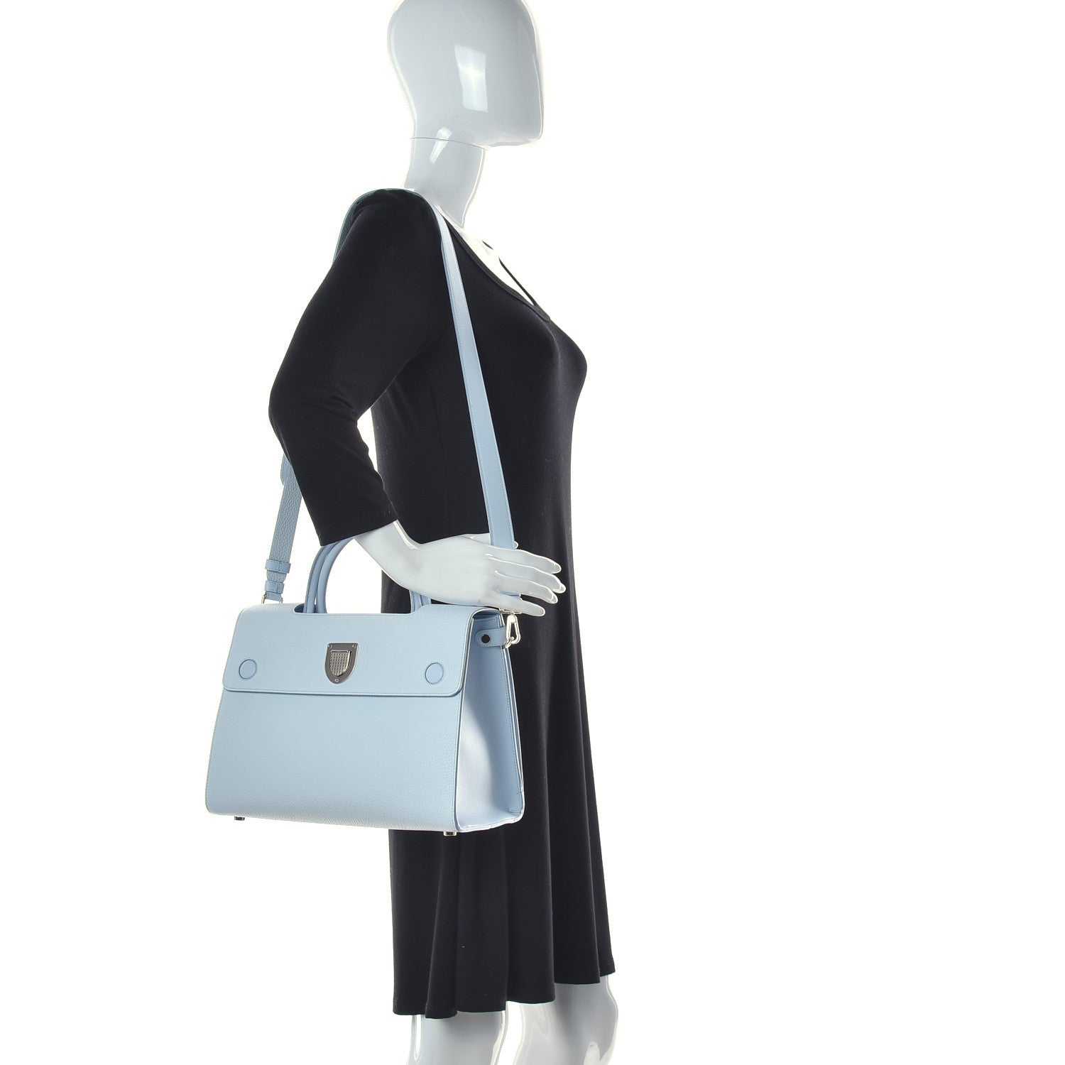 Christian Dior Grained Calfskin Medium Diorever Flap Light Blue 2 of 16