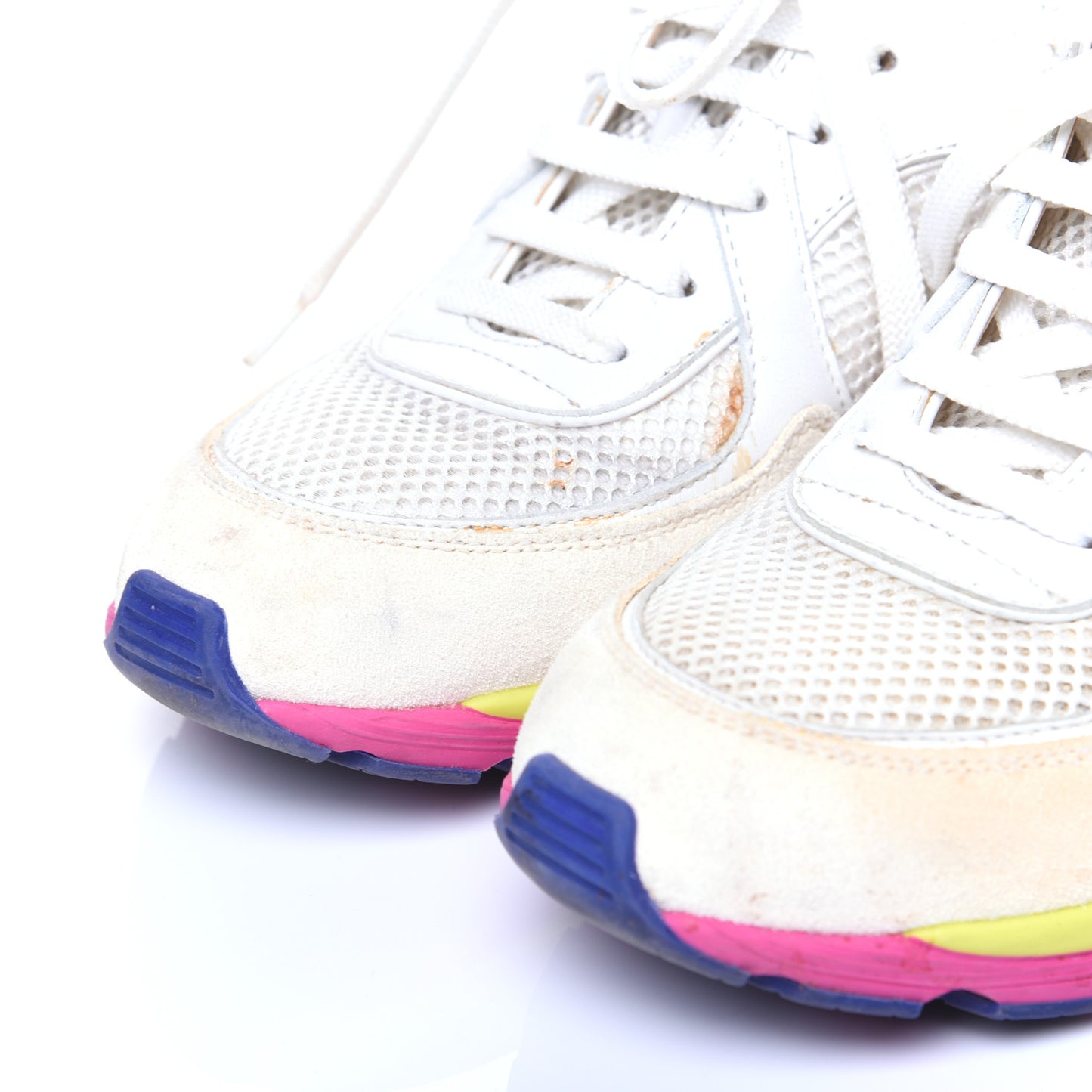 Suede Calfskin CC Sneakers 37 White Pink Green