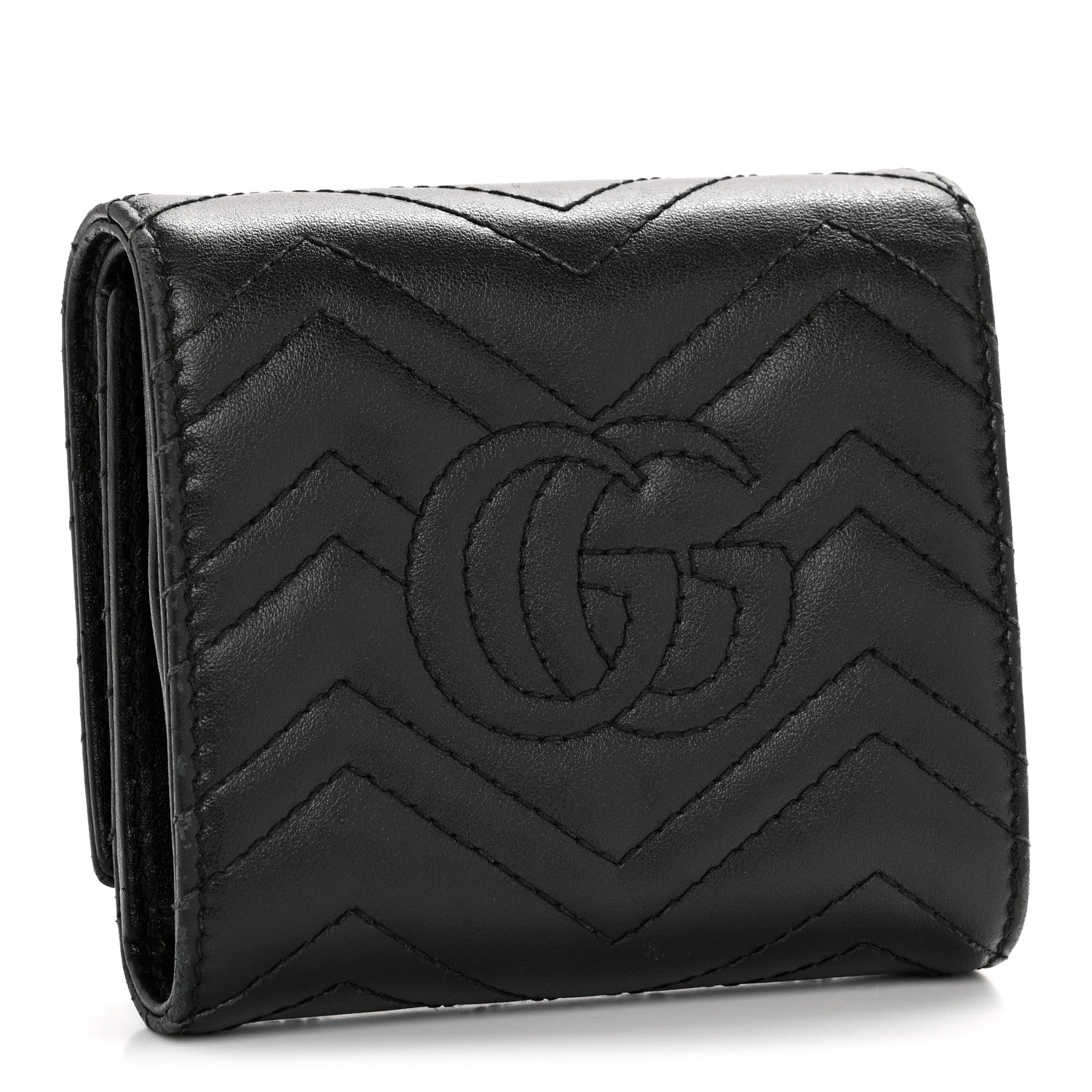 Gucci Calfskin Matelasse GG Marmont Medium Wallet Black 3 of 10
