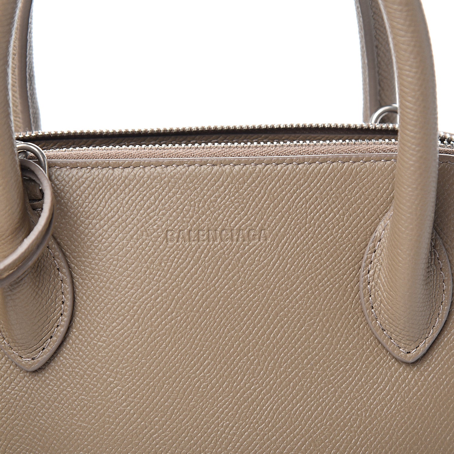 Balenciaga Signature Grained Calfskin Logo S Ville Top Handle Bag Mink Grey White 6 of 9