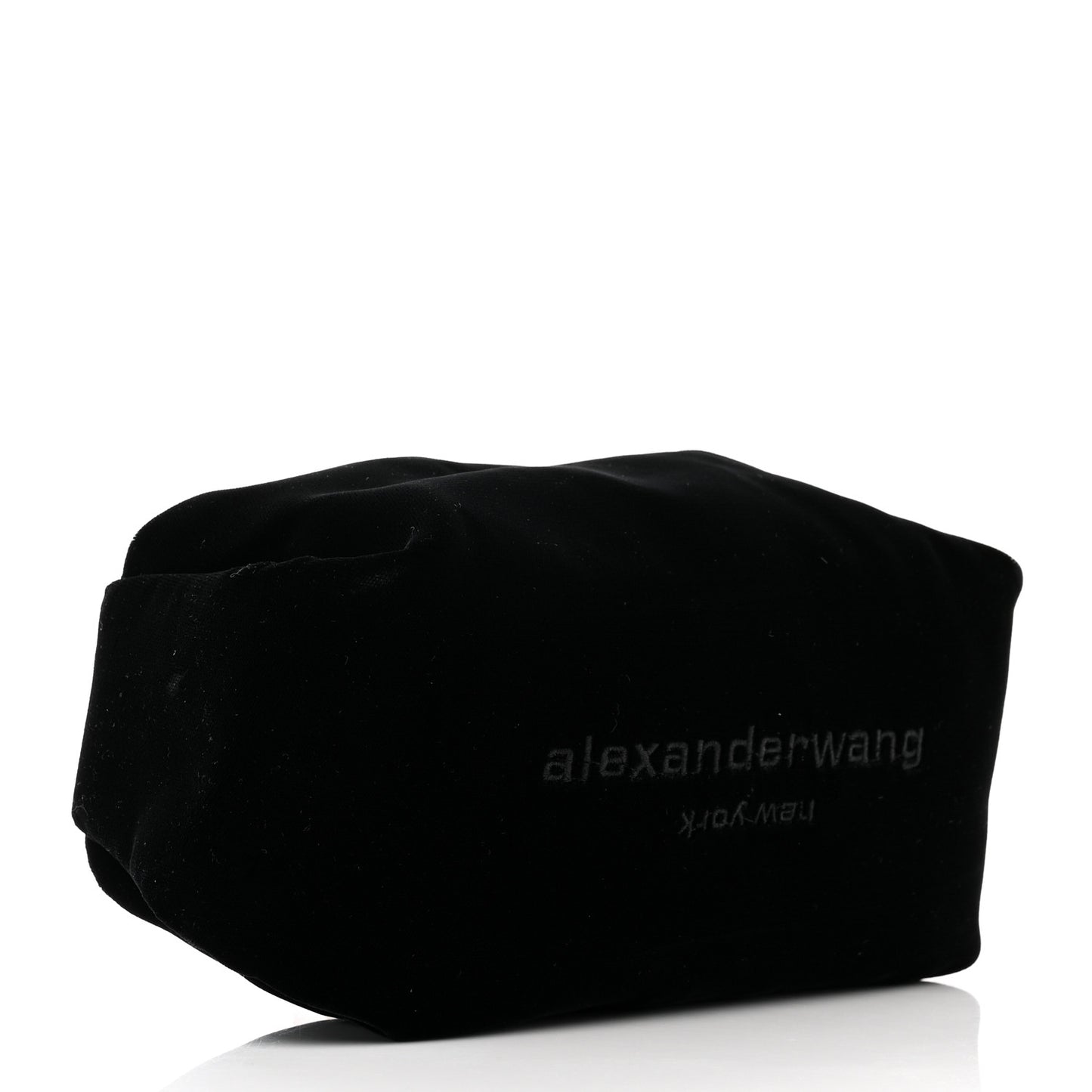 Velvet Crystal Rhinestone Mini Scrunchie Bag Black Silver