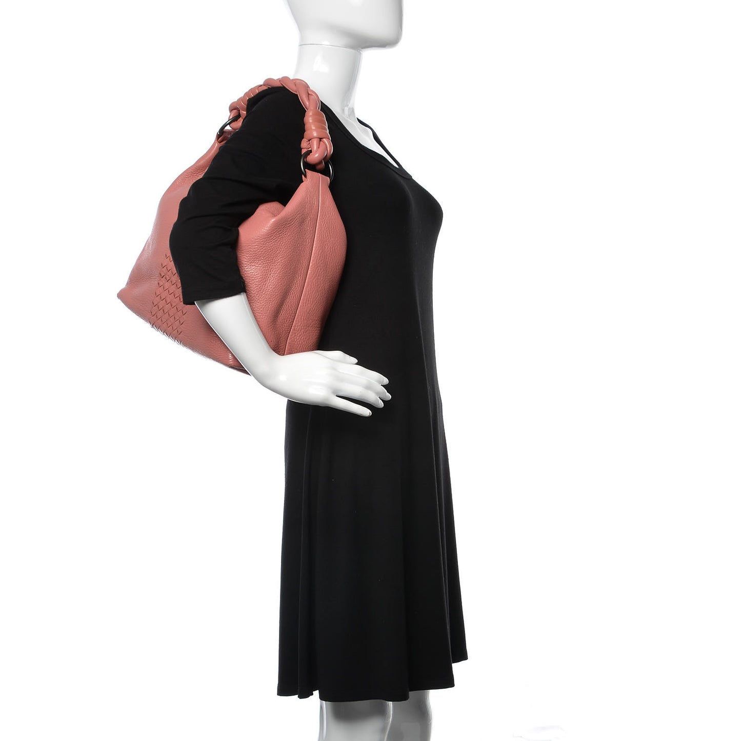 Cervo Deerskin Intrecciato Braided Hobo Rose Pink