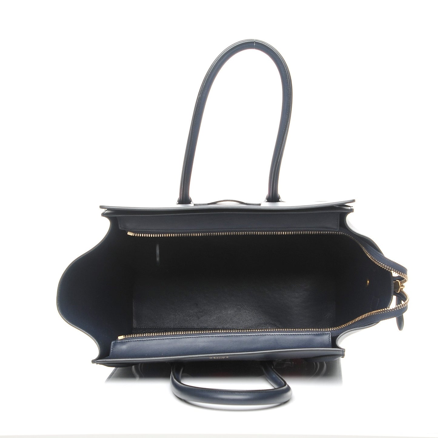 Smooth Calfskin Striped Canvas Mini Luggage Navy Blue