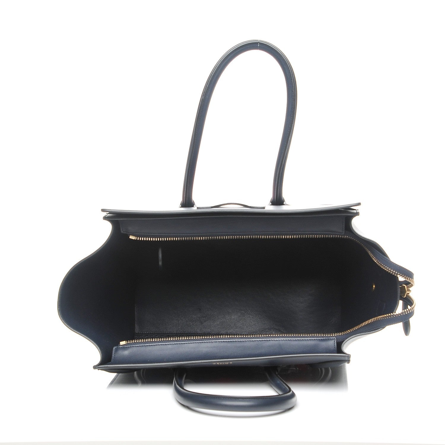 Celine Smooth Calfskin Striped Canvas Mini Luggage Navy Blue 5 of 7