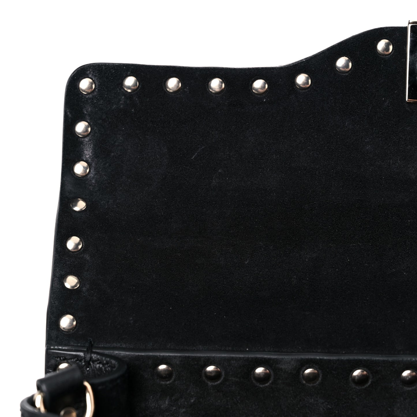 Pebbled Calfskin Small Rockstud Single Handle Flap Bag Black