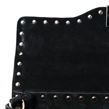 Valentino Garavani Pebbled Calfskin Small Rockstud Single Handle Flap Bag Black 12 of 15