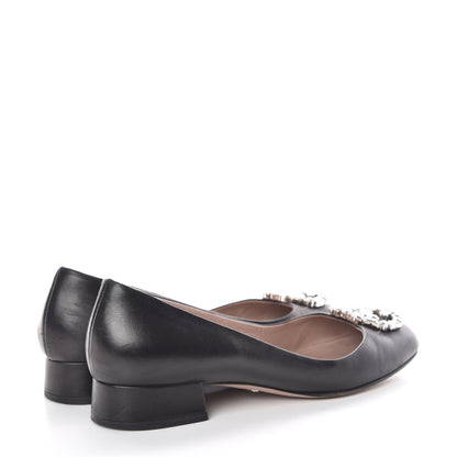 Gucci Nappa Crystal Interlocking G Low Heel Pumps 38 Black 4 of 14