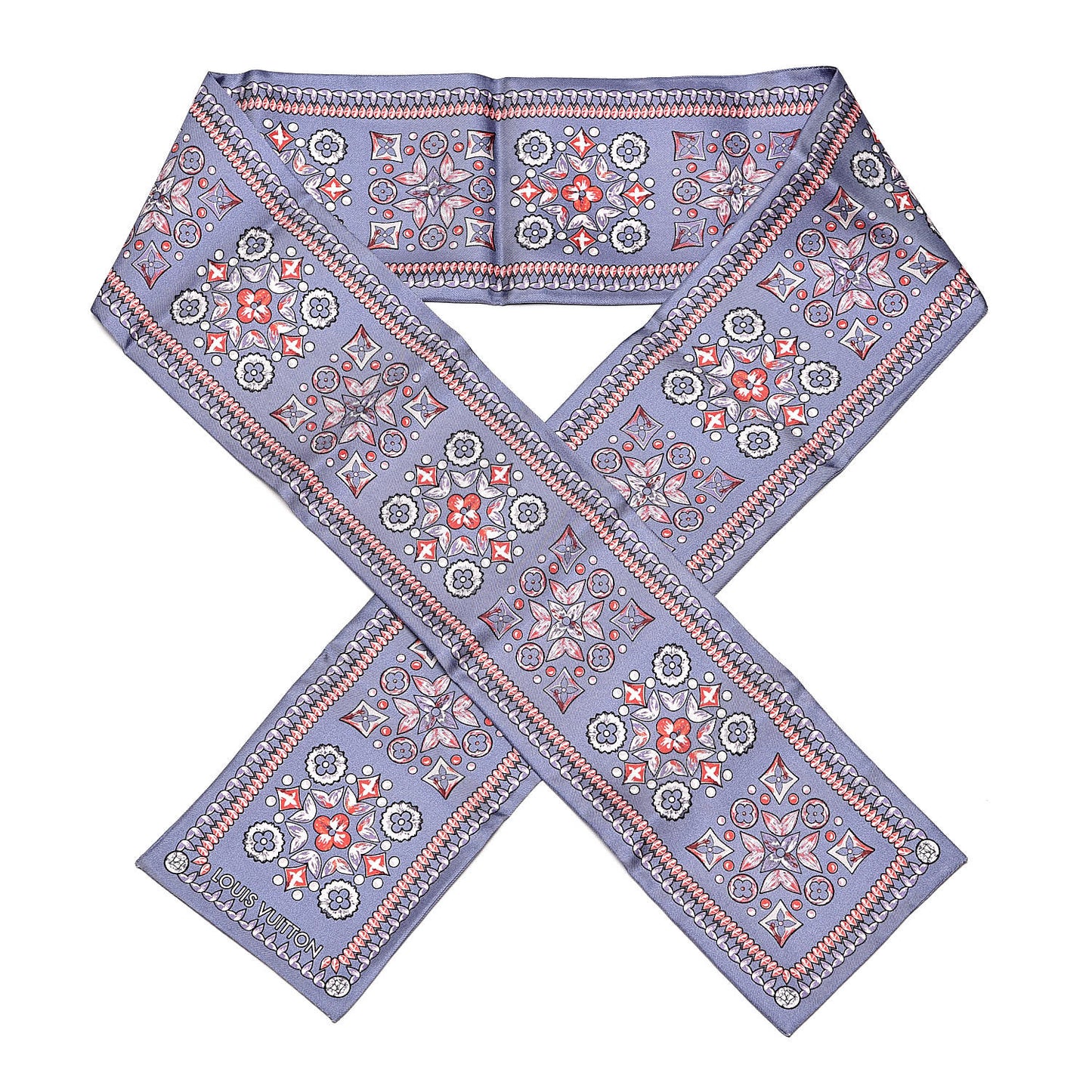 Silk Monogram Giant Lvrtual Flowers Bandeau Denim