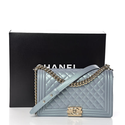 Chanel Iridescent Glazed Calfskin New Medium Boy Flap Light Blue 9 of 9
