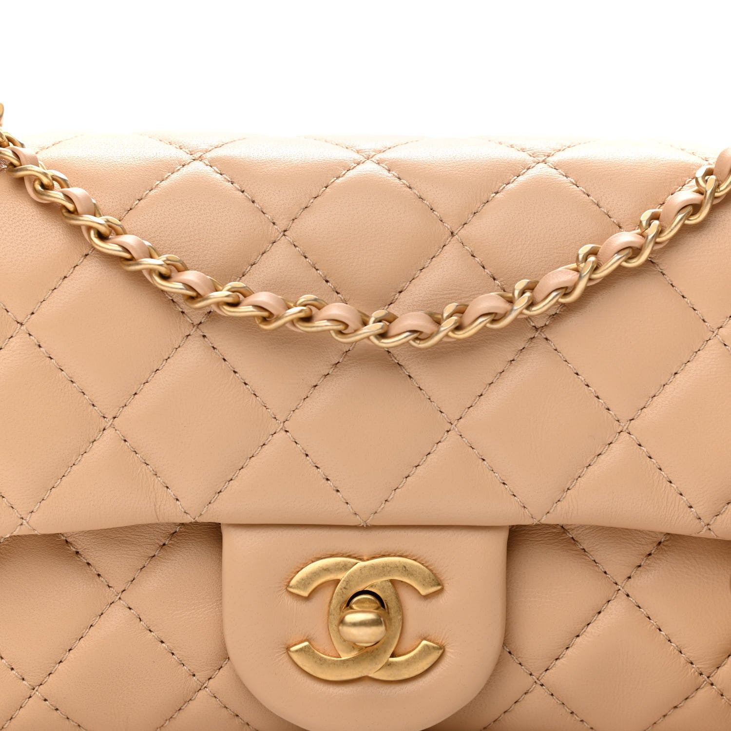 Chanel Lambskin Quilted Mini Rectangular Pearl Crush Flap Beige 8 of 11