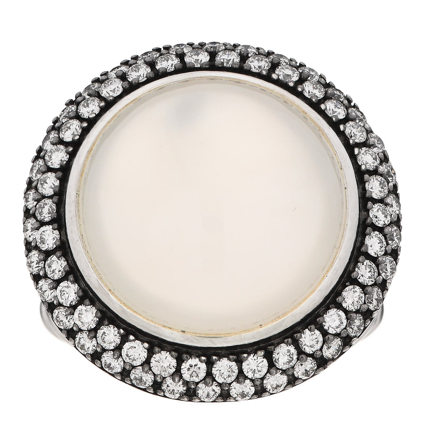 Sterling Silver Diamond Moonstone 18mm Cerise Ring 52 6