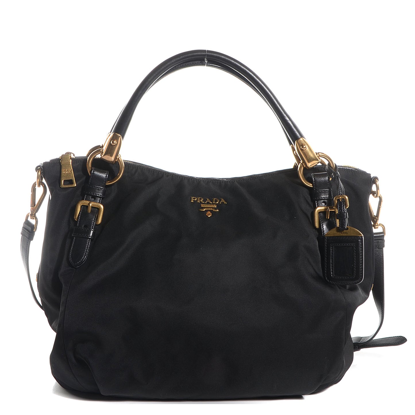 Tessuto Nylon Nappa Shoulder Bag Nero Black