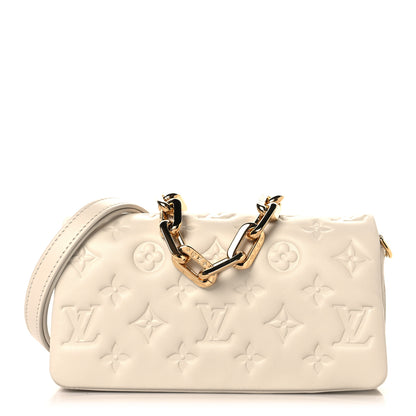 Louis Vuitton Lambskin Embossed Monogram Pochette Coussin Crossbody Creme 1 of 11