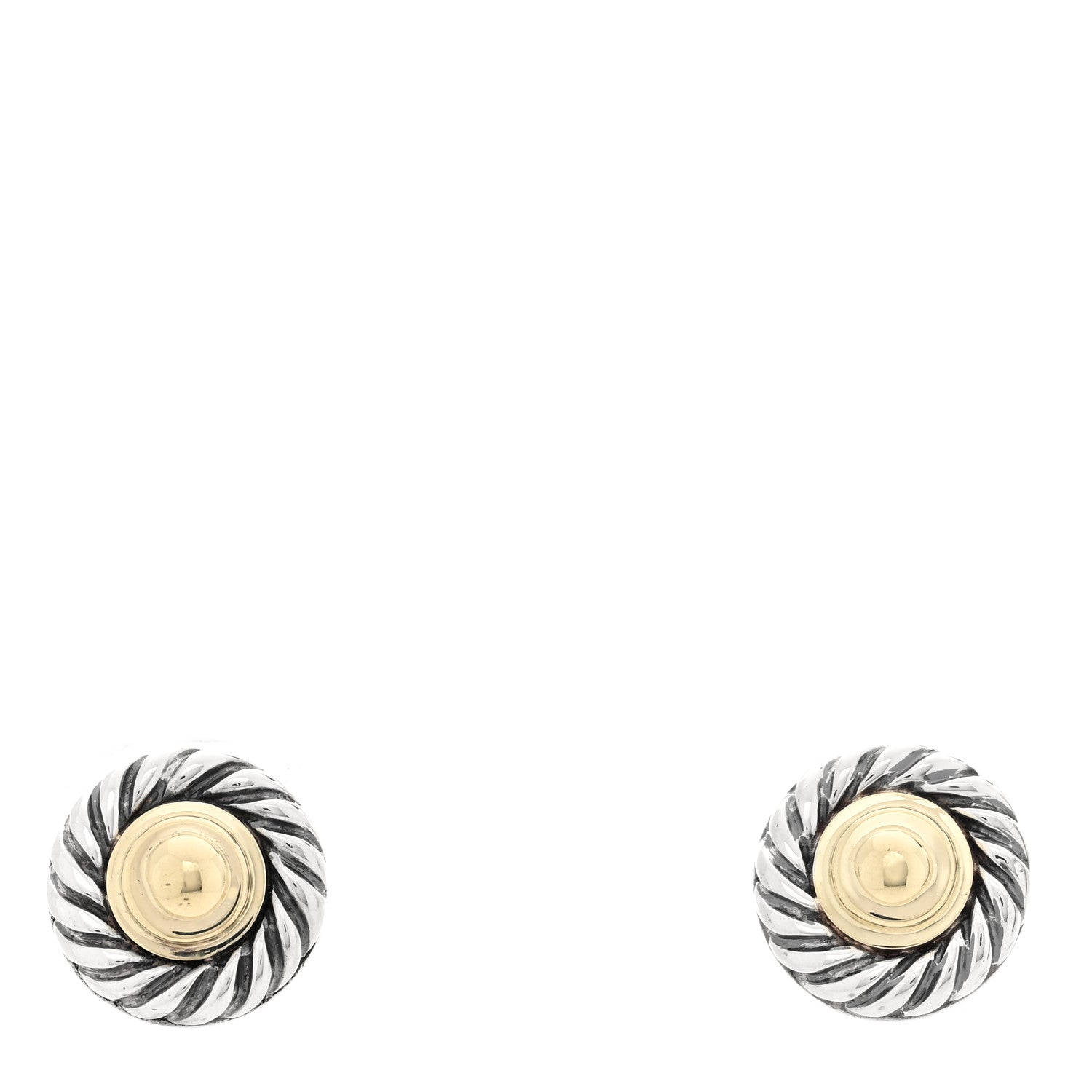 David Yurman Sterling Silver 14K Yellow Gold Cookie Earrings 1 of 4