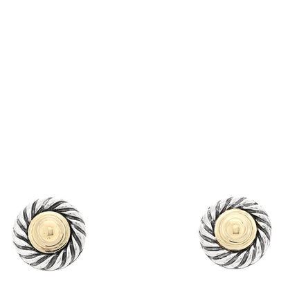 David Yurman Sterling Silver 14K Yellow Gold Cookie Earrings 1 of 4