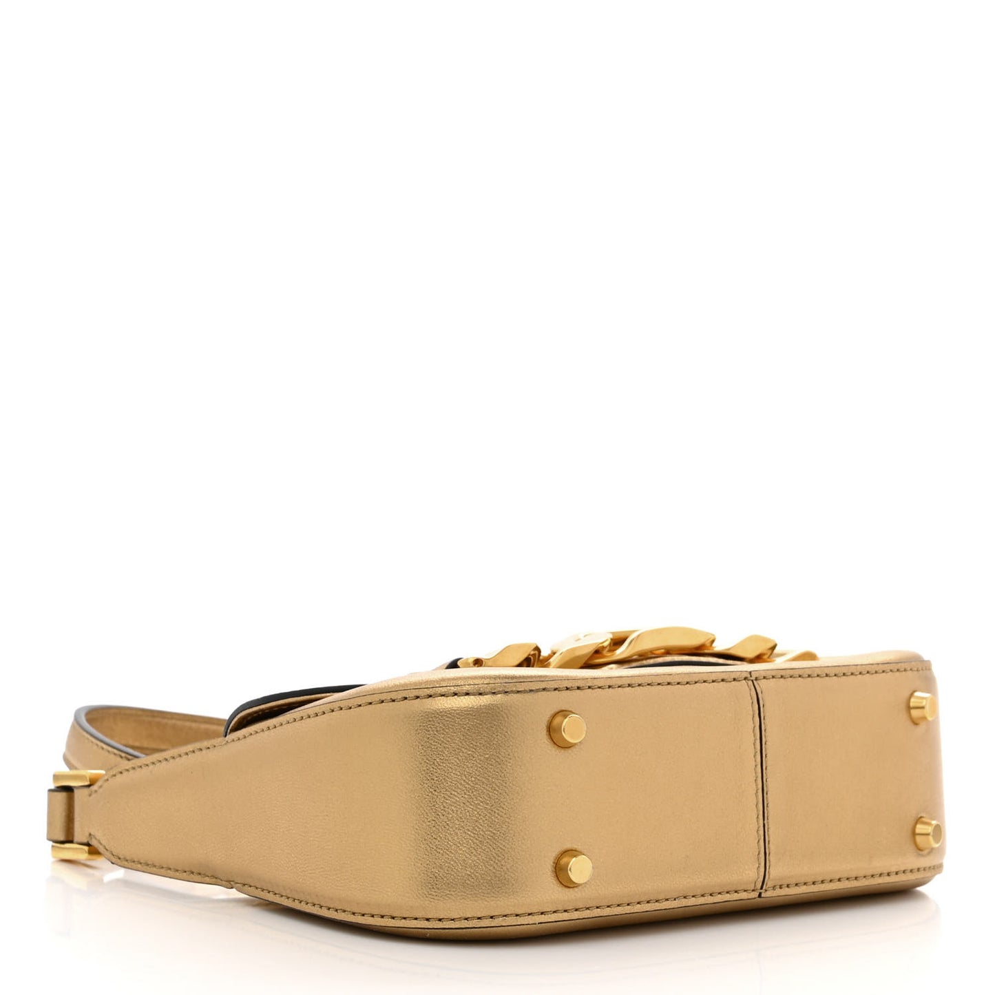 Laminated Nappa Small Vlogo Chain Shoulder Bag Antique Brass