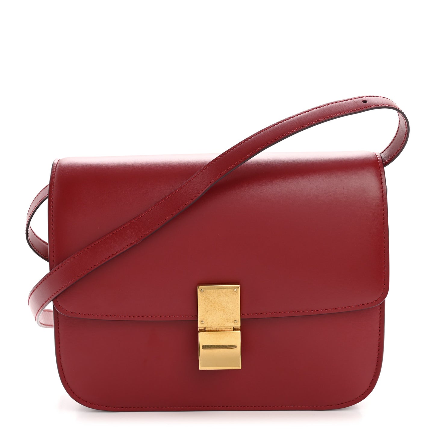 Box Calfskin Medium Classic Box Flap Bag Red