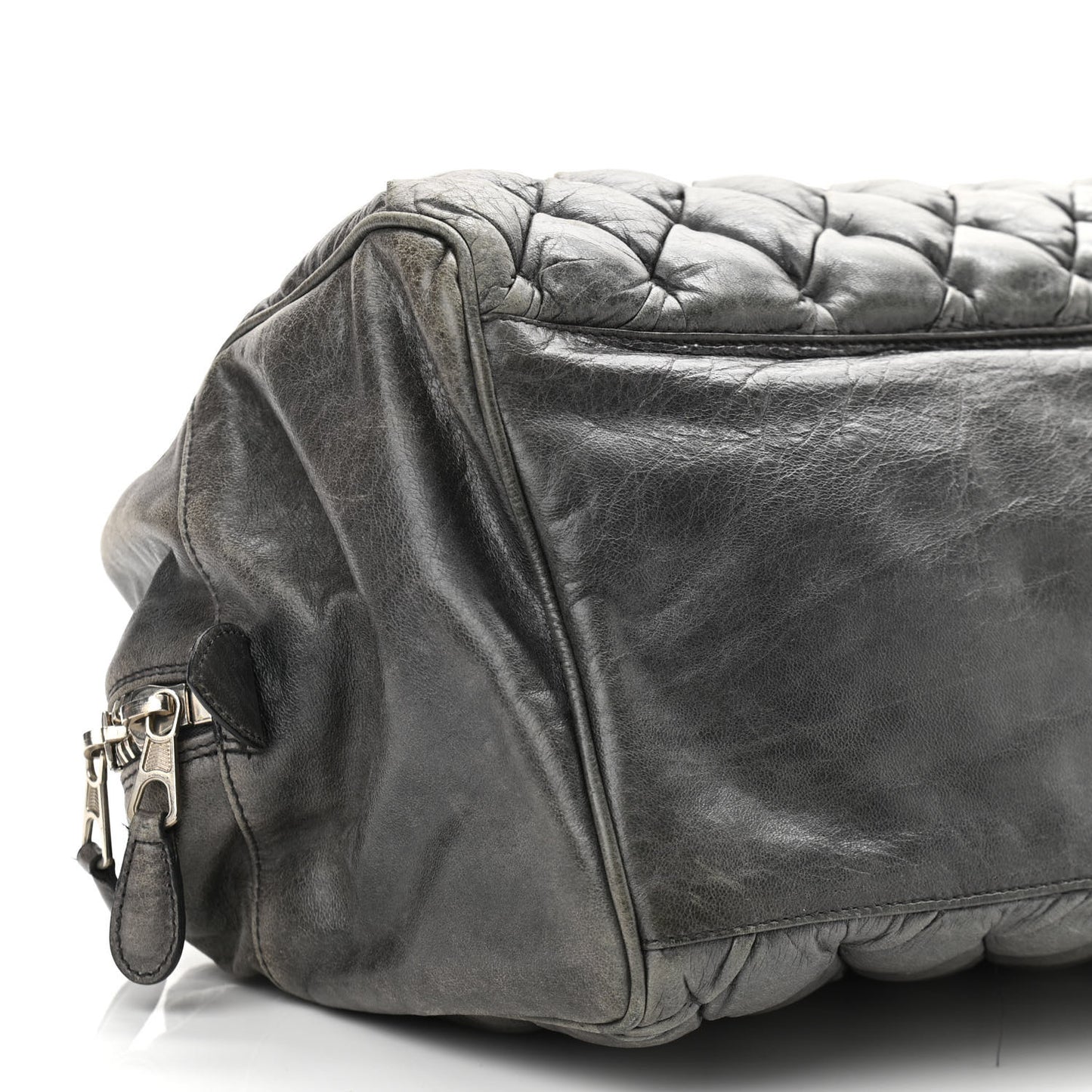 Chevre Quilted Matelasse MM Gris Fossile