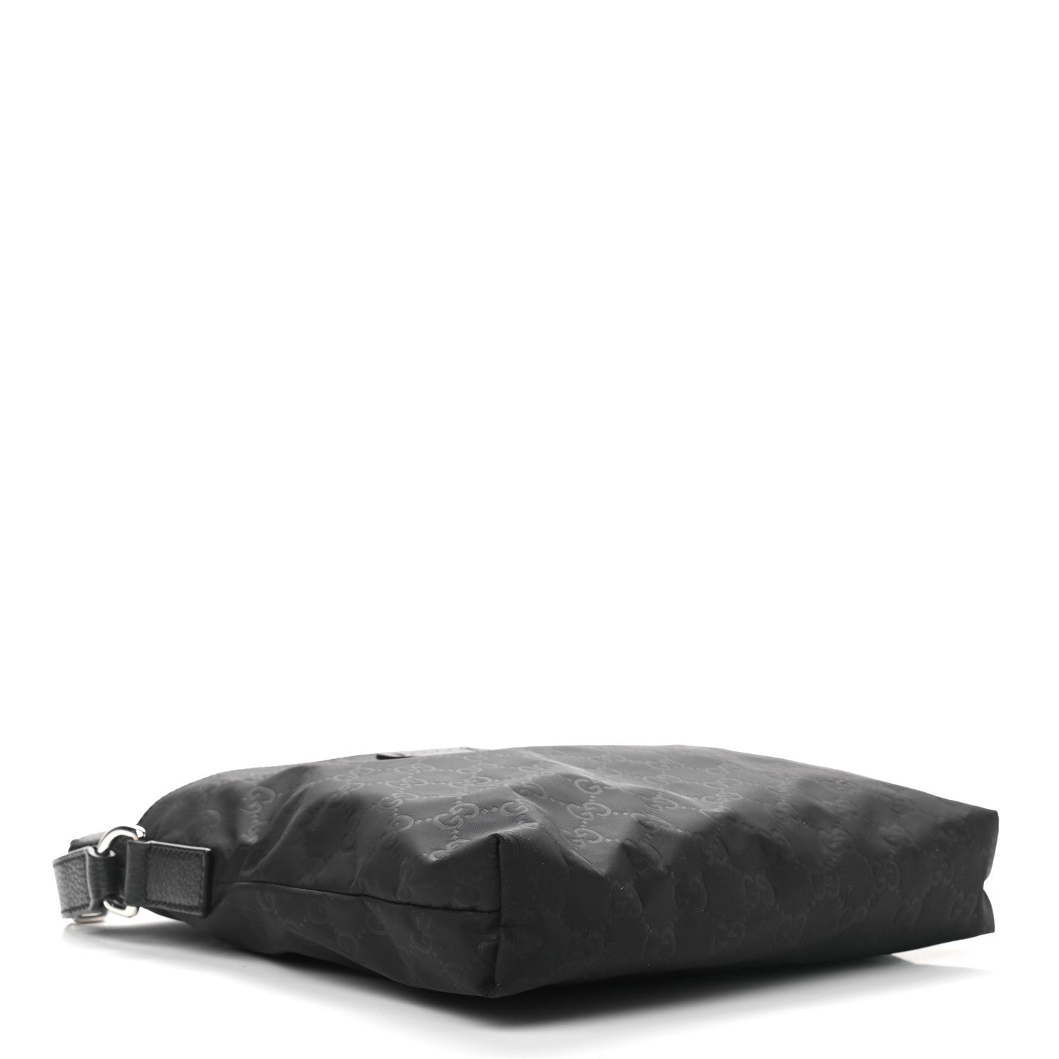 Gucci Nylon Monogram Dollar Calfskin Flat Messenger Bag Black 4 of 9
