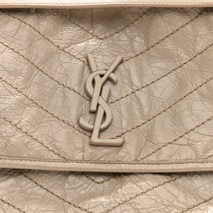 Saint Laurent Crinkled Calfskin Matelasse Monogram Medium Niki Chain Satchel Light Natural 9 of 12