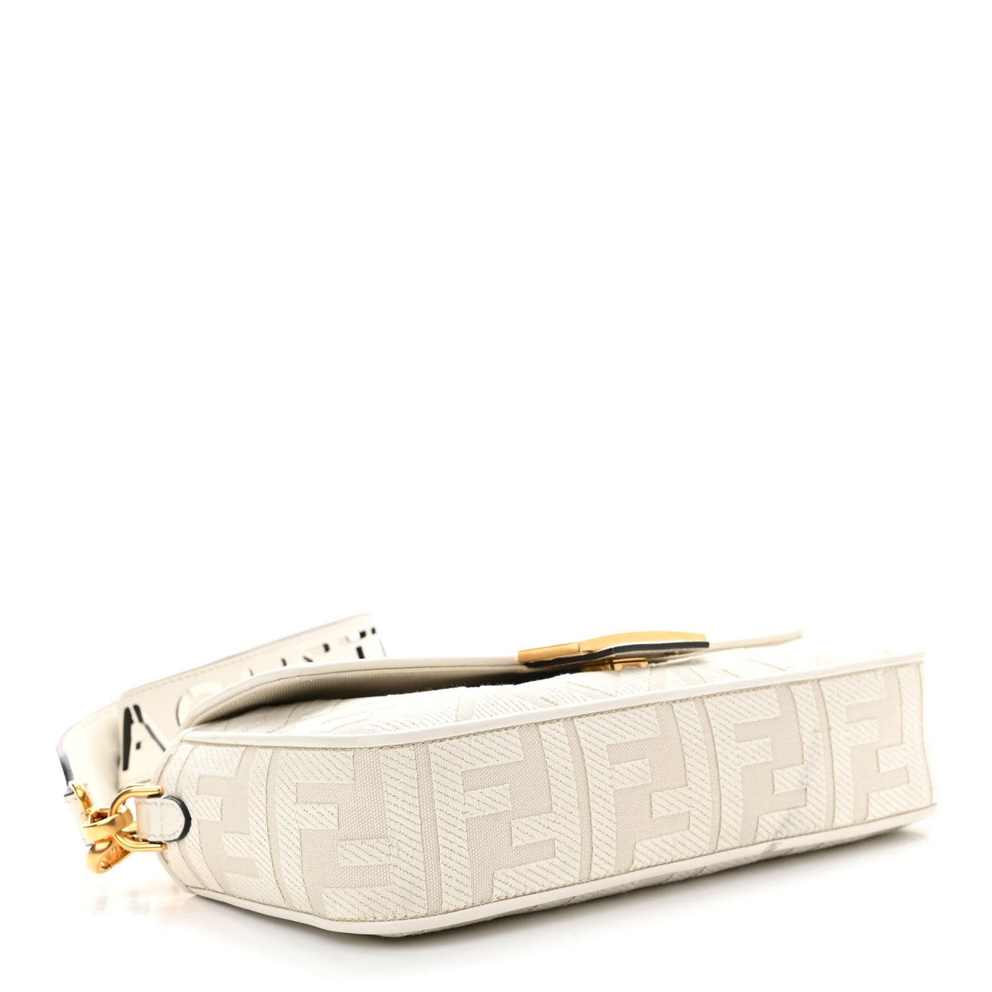 Canvas Vitello King Extra Strap FF Embroidered Baguette White Ice