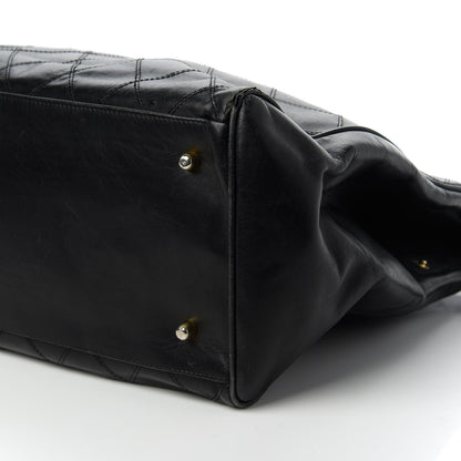 Chanel Calfskin Stitched XL Weekender Black 7 of 10