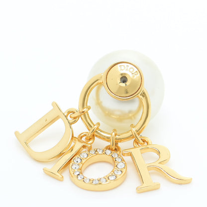 Christian Dior Pearl Crystal Tribal Logo Charms Earrings Gold 5 of 7