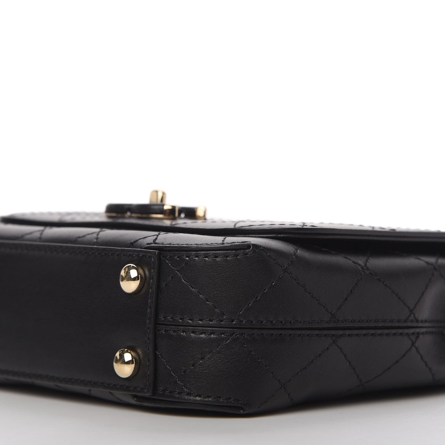 Calfskin Stitched Small Covered CC Flap Bag Black