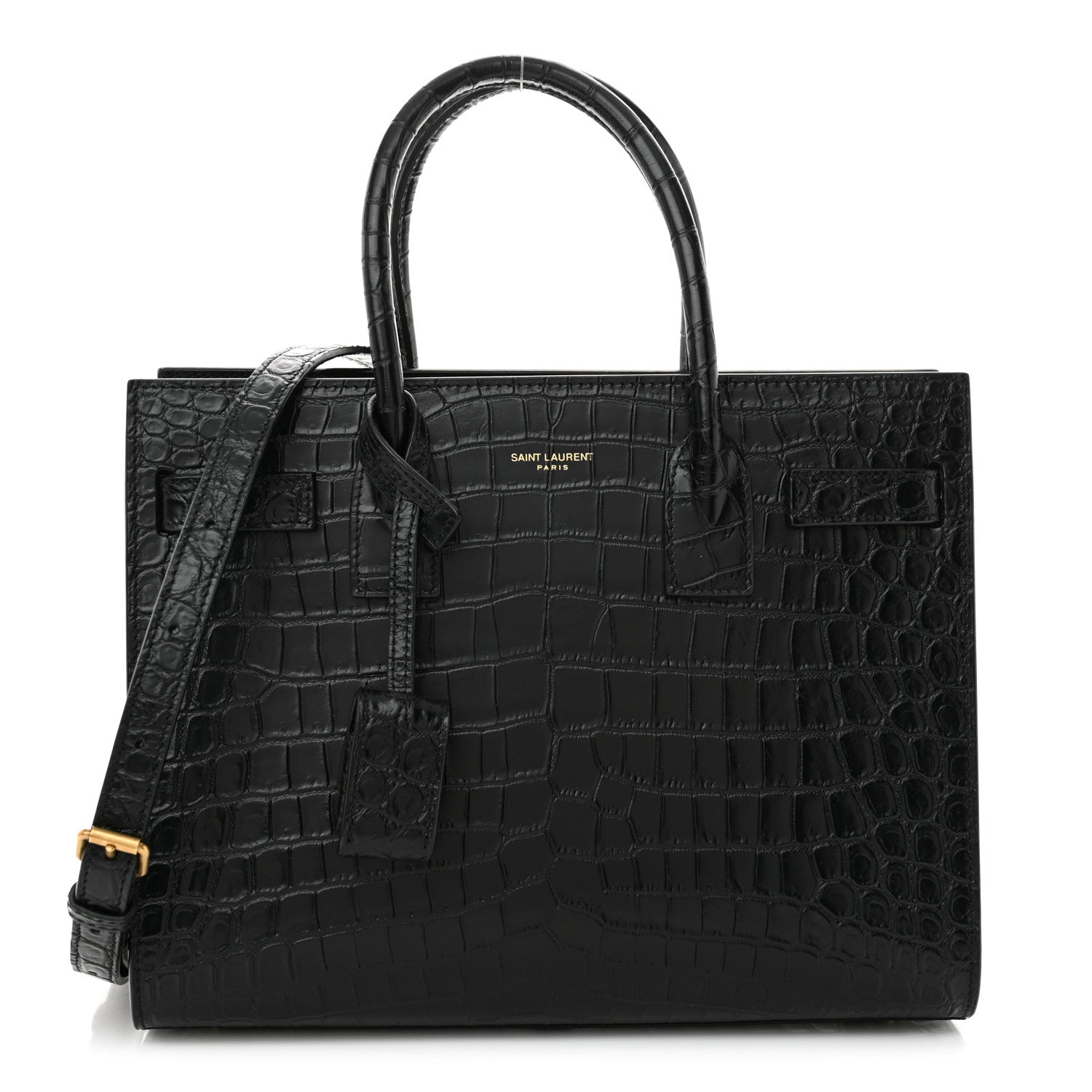 Saint Laurent Calfskin Crocodile Embossed Baby Sac De Jour Black 1 of 10