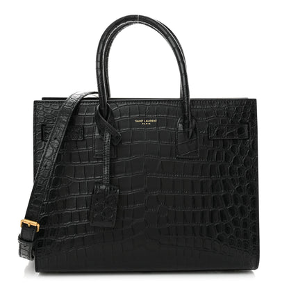 Saint Laurent Calfskin Crocodile Embossed Baby Sac De Jour Black 1 of 10