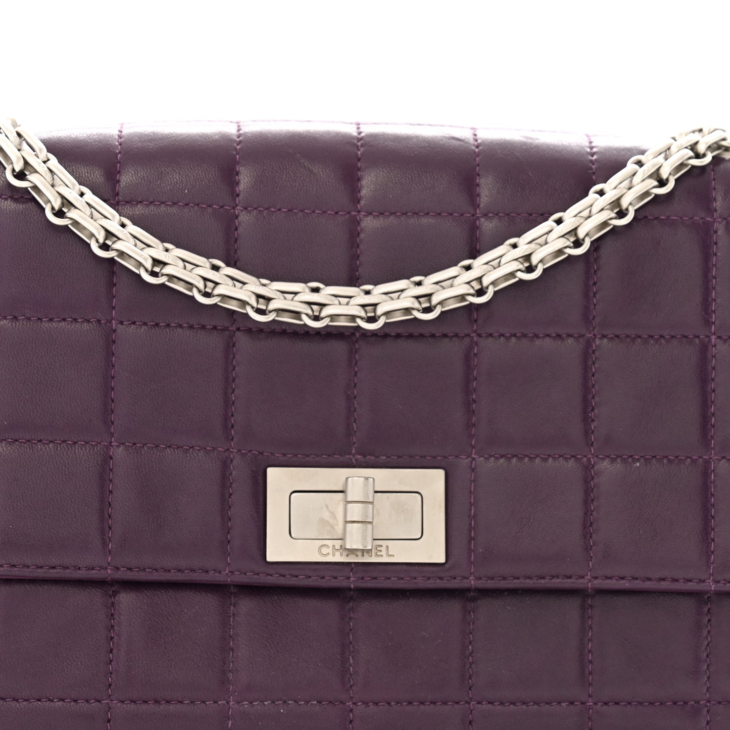 Lambskin Chocolate Bar Mademoiselle Flap Purple
