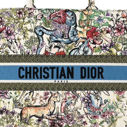 Christian Dior Canvas Embroidered Large D-Constellation Book Tote Latte Multicolor 8 of 11
