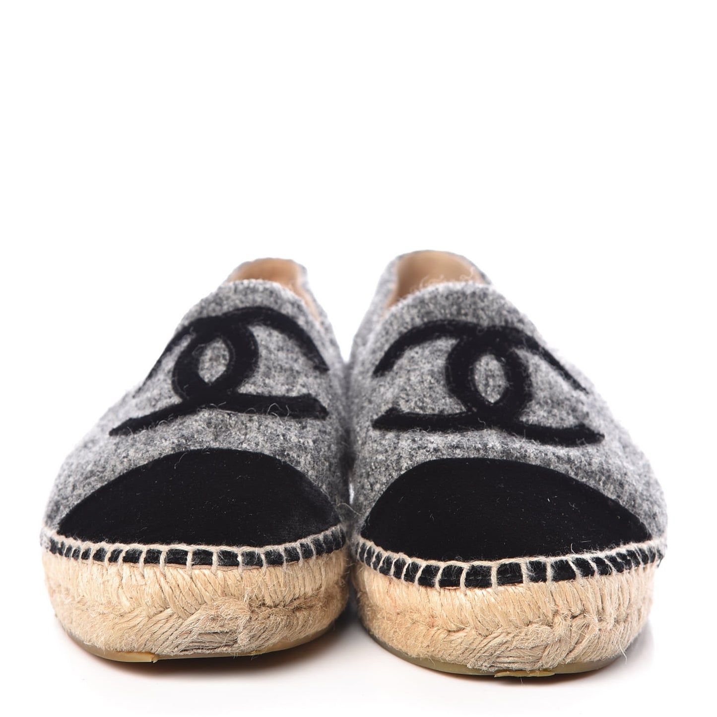 Tweed Velvet CC Espadrilles 37 Grey Black