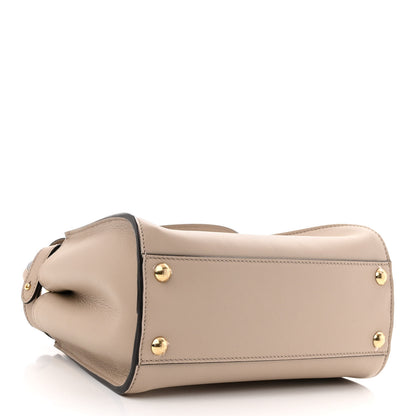 Fendi Vitello Seta Cotton Canvas FF Embroidered Mini Peekaboo Iconic Satchel Nuvola 4 of 12