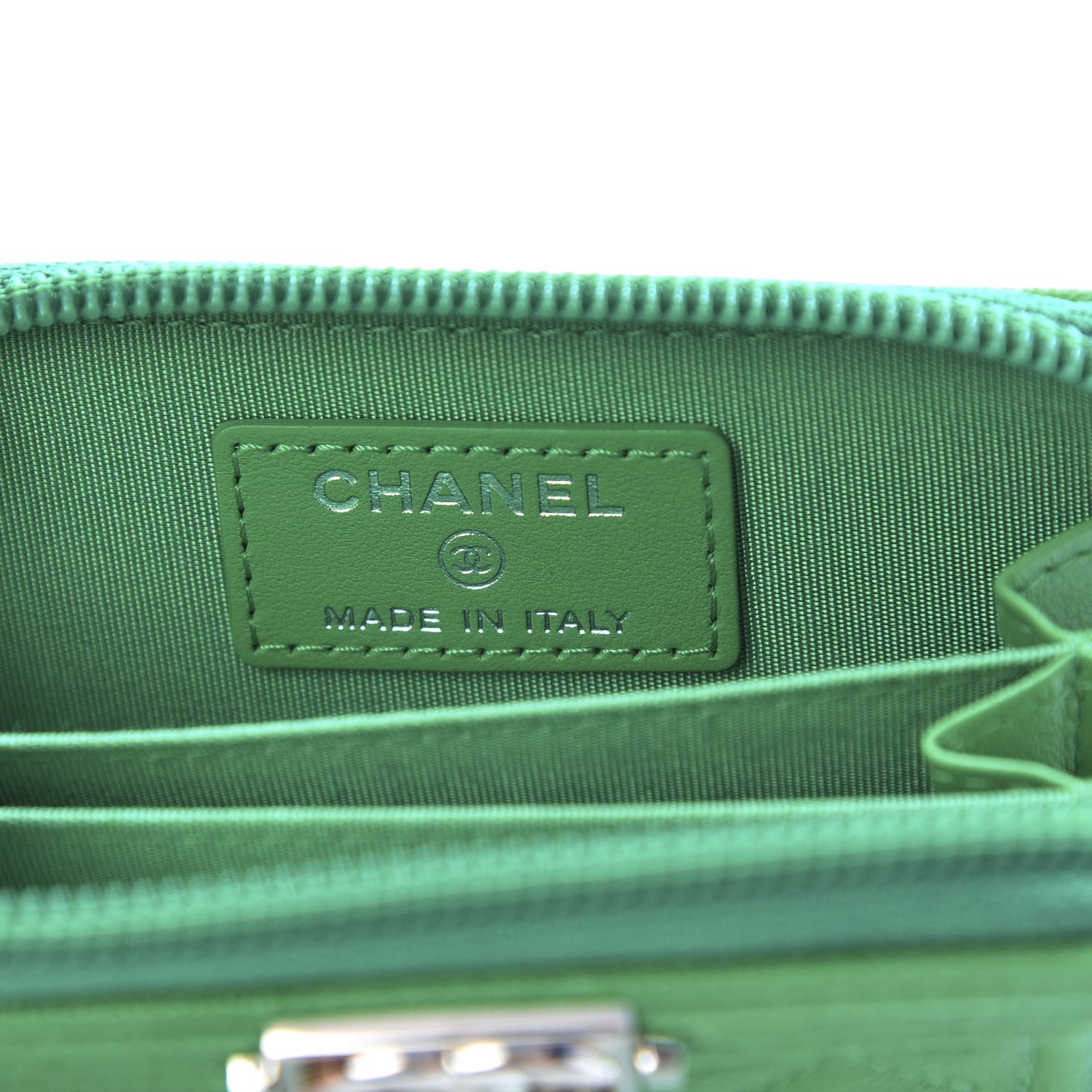 Caviar Quilted Boy Zip Around Coin Purse Wallet Green