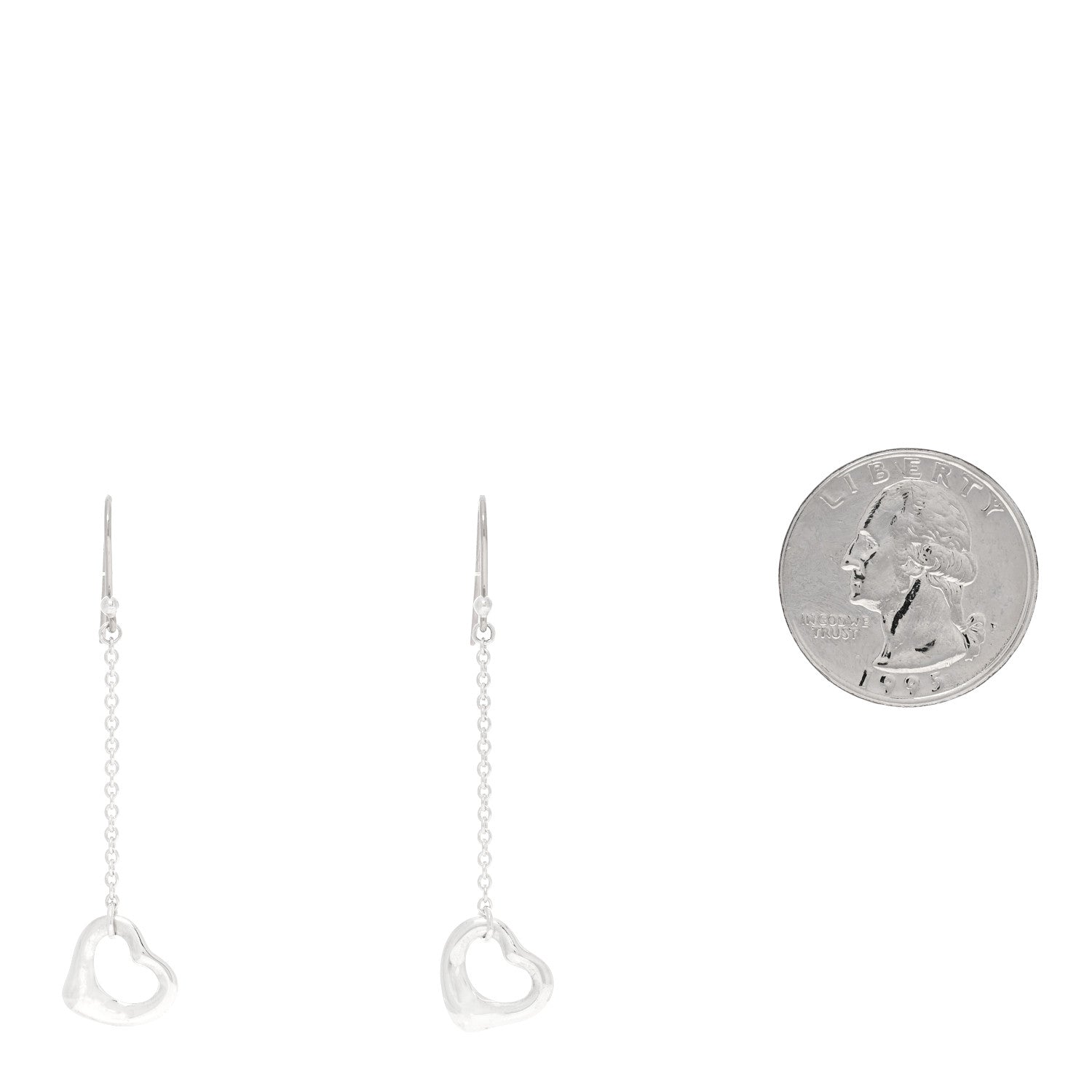 Tiffany Sterling Silver Elsa Peretti Open Heart Drop Earrings 2 of 4