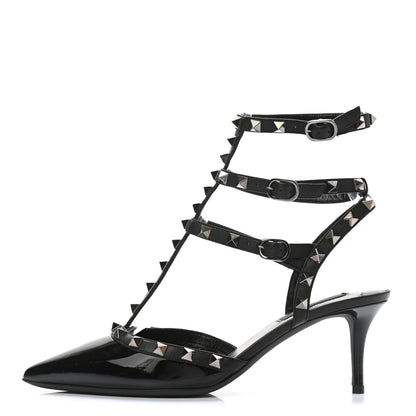 Valentino Garavani Patent Nappa Rockstud Ankle Strap 65mm Pumps 38 Black 1 of 8