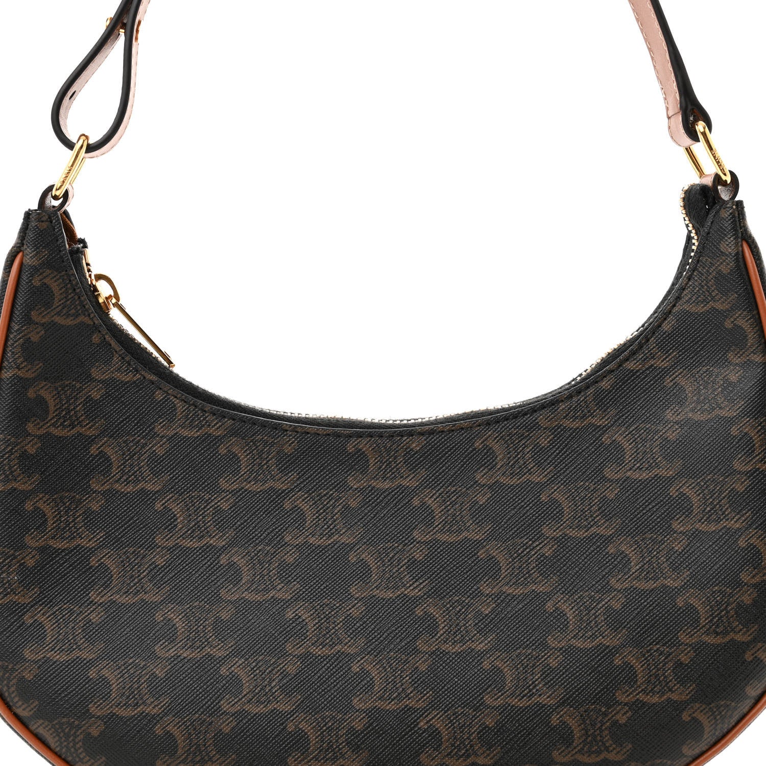 Celine Triomphe Canvas Calfskin Ava Shoulder Bag Tan 8 of 10