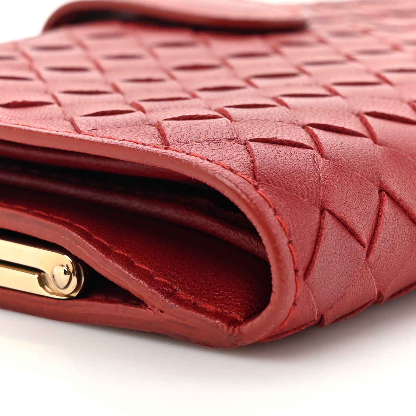Nappa Intrecciato Continental Flap Wallet Red