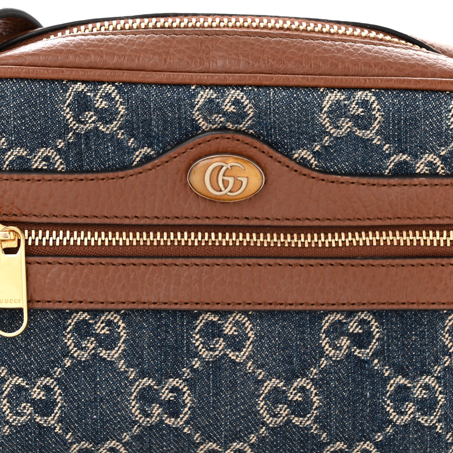 Gucci New Denim GG Monogram Dollar Calfskin Mini Ophidia Shoulder Bag Blue Tea Cuir Epilog 8 of 11