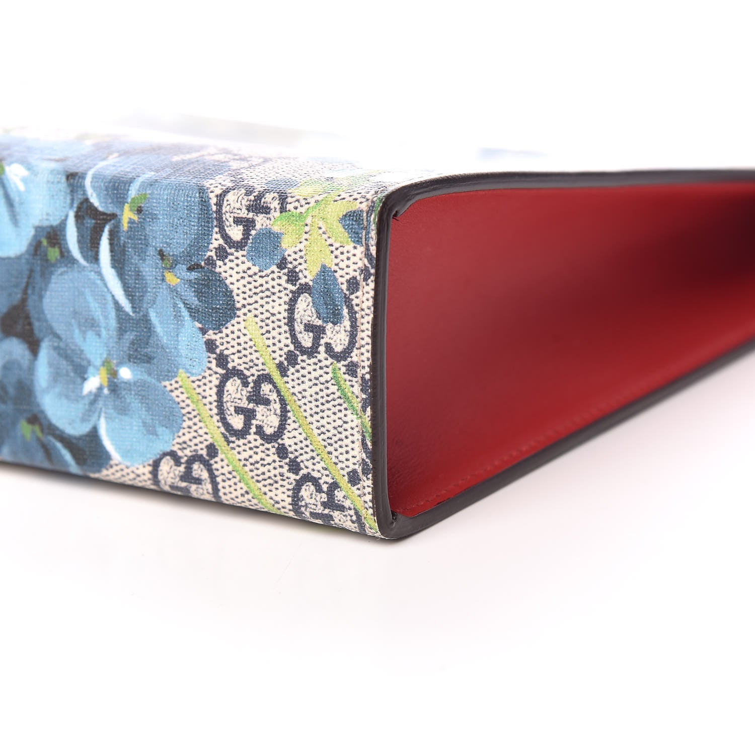 Gucci GG Supreme Monogram Blooms Large Cosmetic Case Beige Blue Navy Hibiscus Red 6 of 10