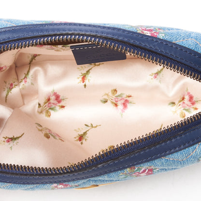 Gucci Denim Matelasse Flora GG Marmont Cosmetic Case Blue 4 of 9