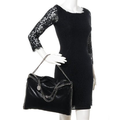 Stella McCartney Faux Leather Shaggy Deer Falabella Fold Over Tote Black 2 of 9