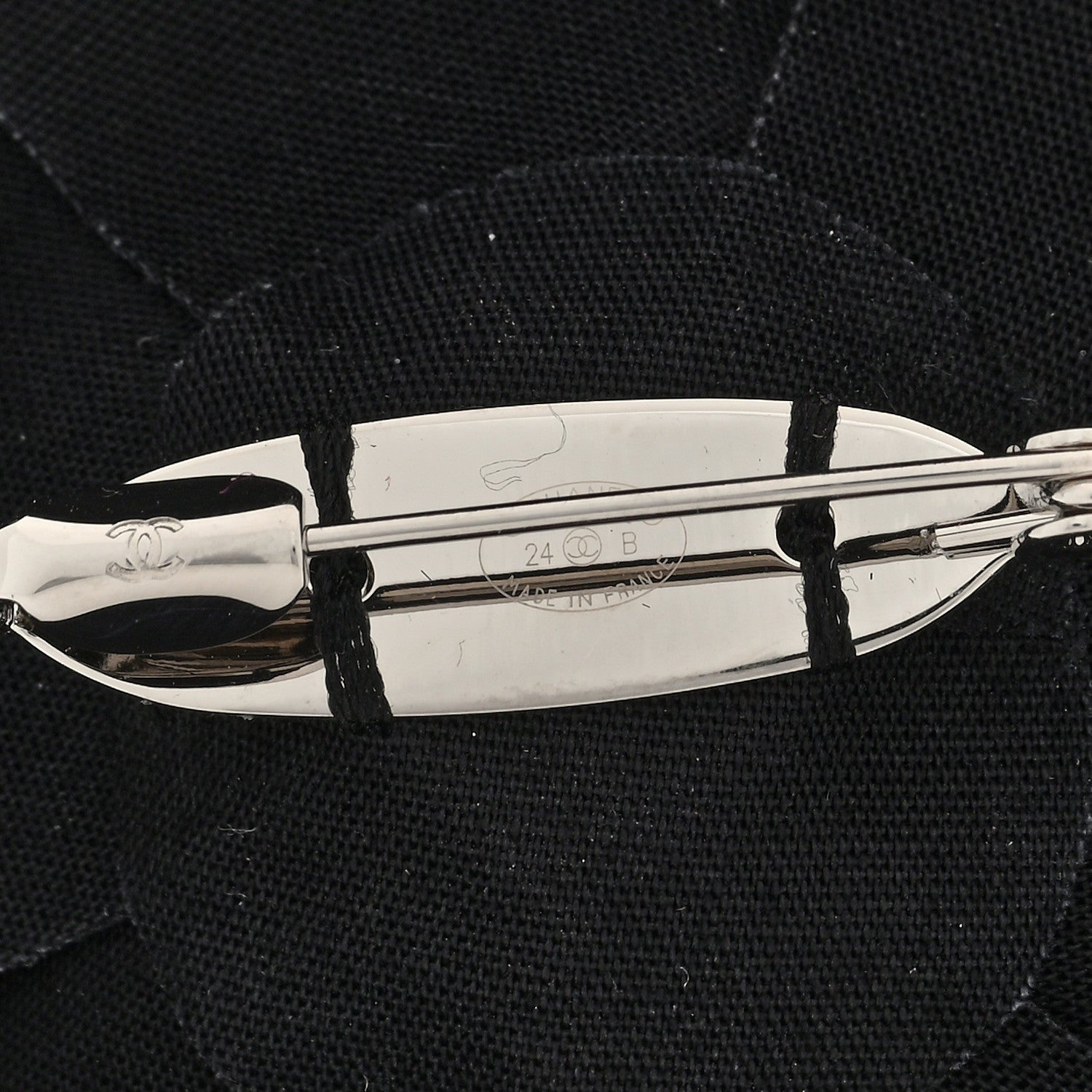 Chanel Satin CC Camellia Pin Brooch Black 3 of 4