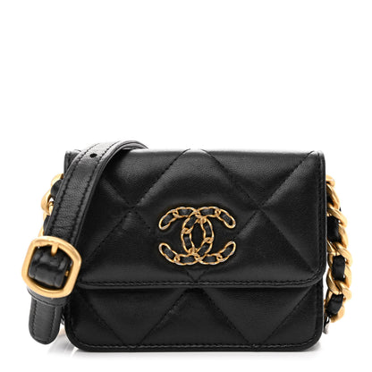 Chanel Lambskin Quilted Chanel 19 Flap Belt Bag Black 1 of 10