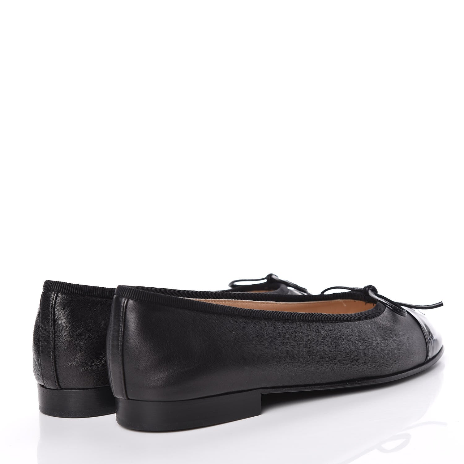 Chanel Lambskin Patent CC Cap Toe Ballerina Flats 35 Black 4 of 9